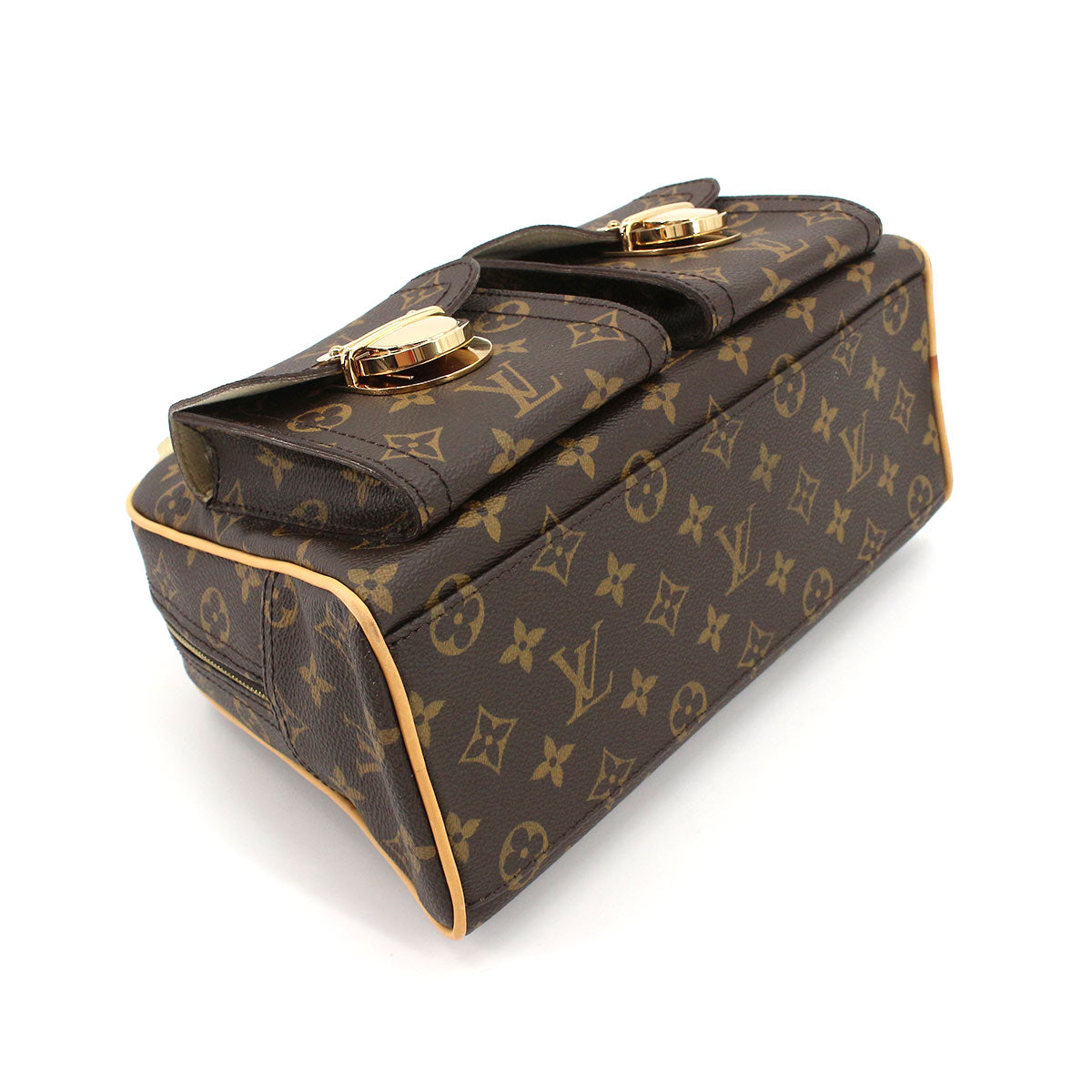 Louis Vuitton Monogram Manhattan PM Handbag Brown Gold Hardware