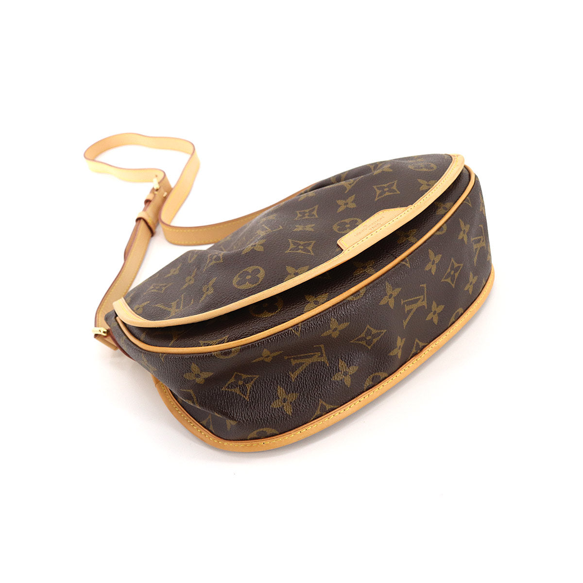 Louis Vuitton Monogram Menilmontant PM Shoulder Bag Brown Gold Metal Fittings