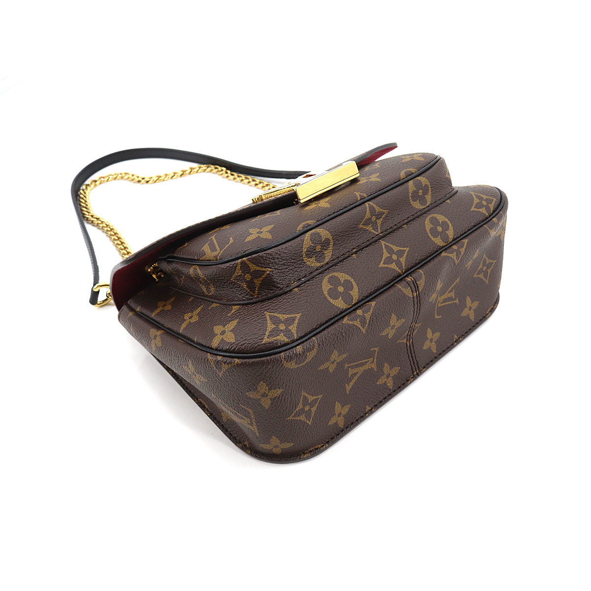 Louis Vuitton Monogram Passy Chain Shoulder Bag Brown Black