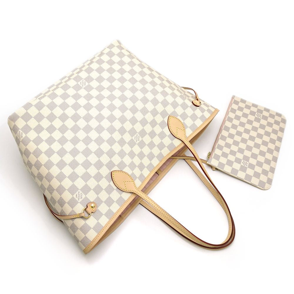 Louis Vuitton  Damier Azur Neverfull MM Rose Ballerine Tote Bag