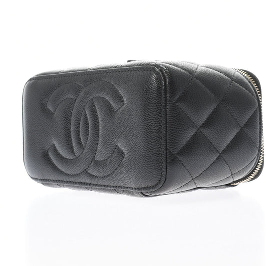 Chanel Matelasse Vanity Case Black Gold Hardware Grained Calfskin Shoulder Bag