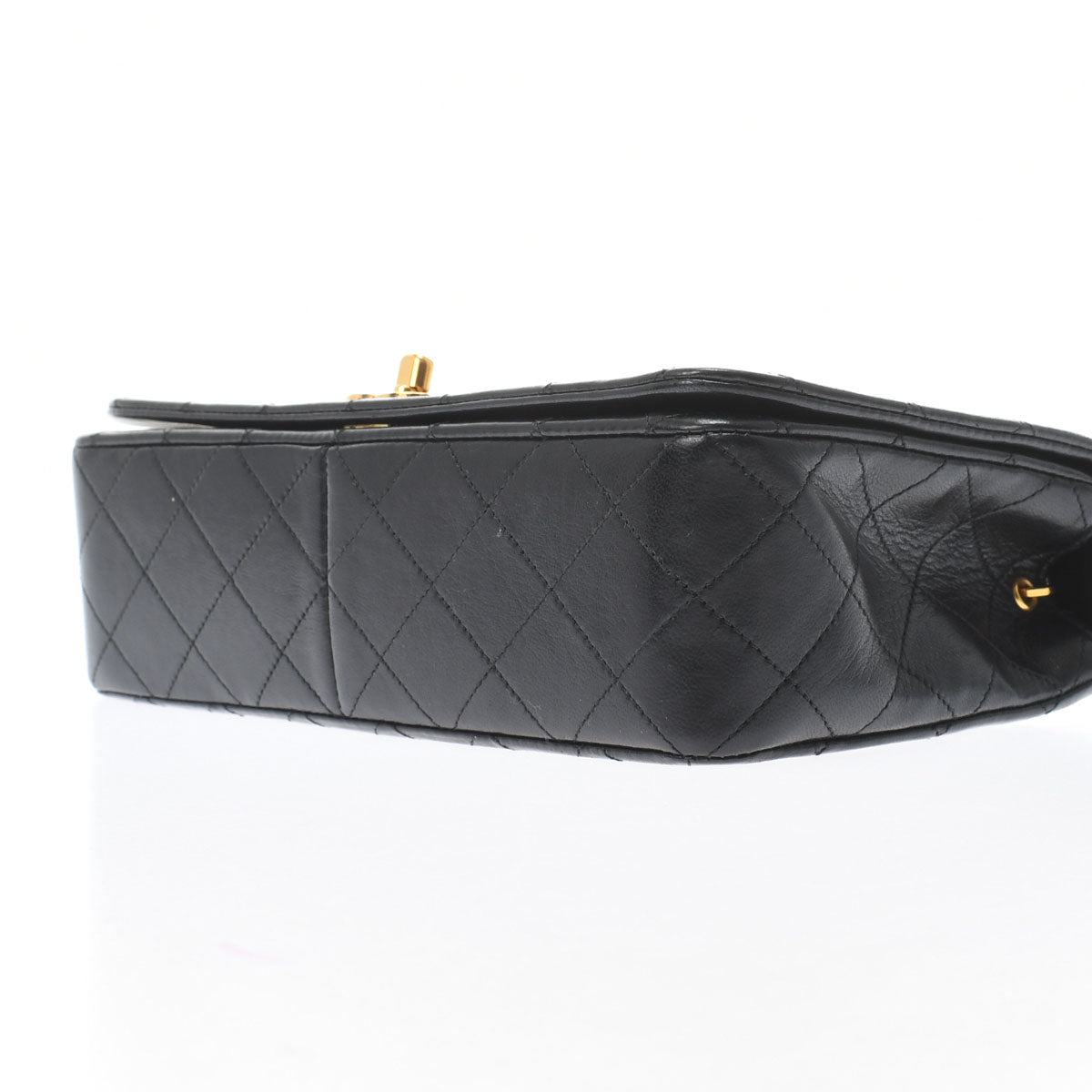 Chanel Matelasse Full Flap Push Lock Chain Shoulder Black Gold Hardware Lambskin Shoulder Bag