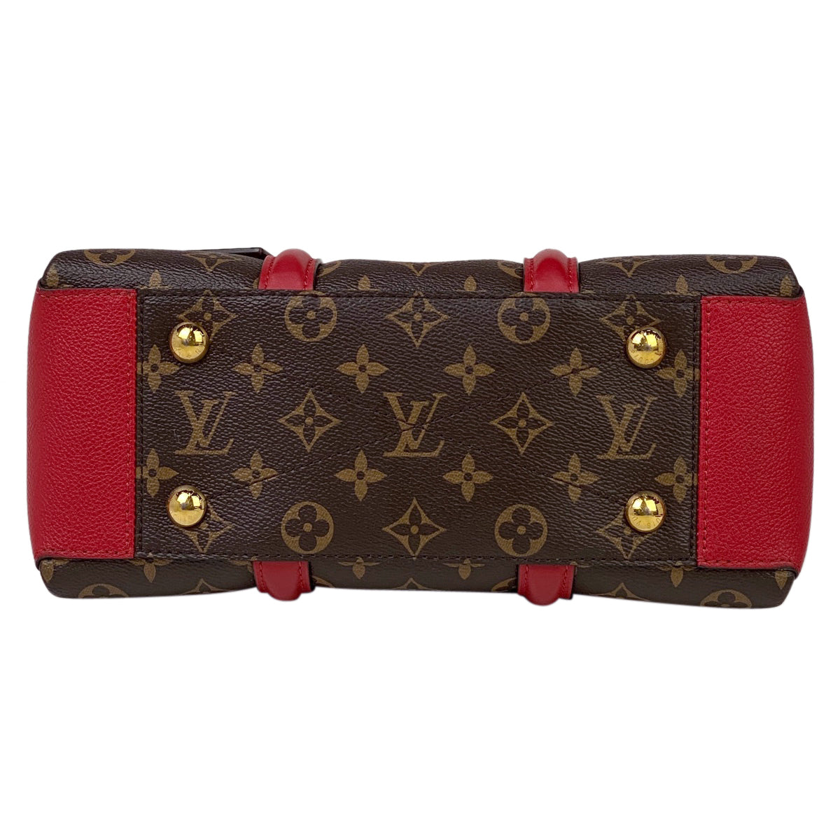 Louis Vuitton Soufflot NV BB 2 Way Shoulder Bag Handbag Monogram Brown Suise Red