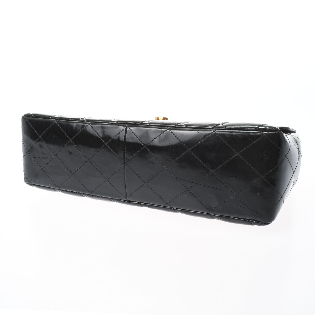 Chanel Big Matelasse Chain Shoulder 30cm Black/gold Hardware Patent Calf Shoulder Bag