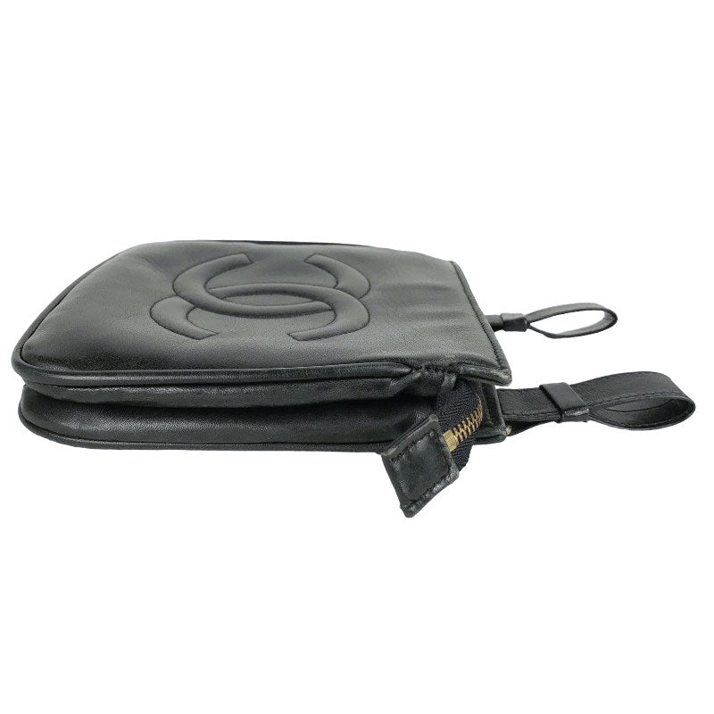 Chanel Coco Mark Waist Bag Lambskin Black Gold