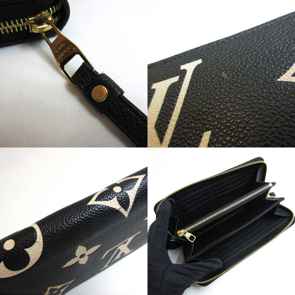 Louis Vuitton Wallet Bicolor Monogram Amplant Zippy Wallet Round Zipper Black