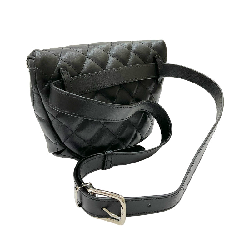 Chanel Waist Bag Silver Hardware Body Bag Black