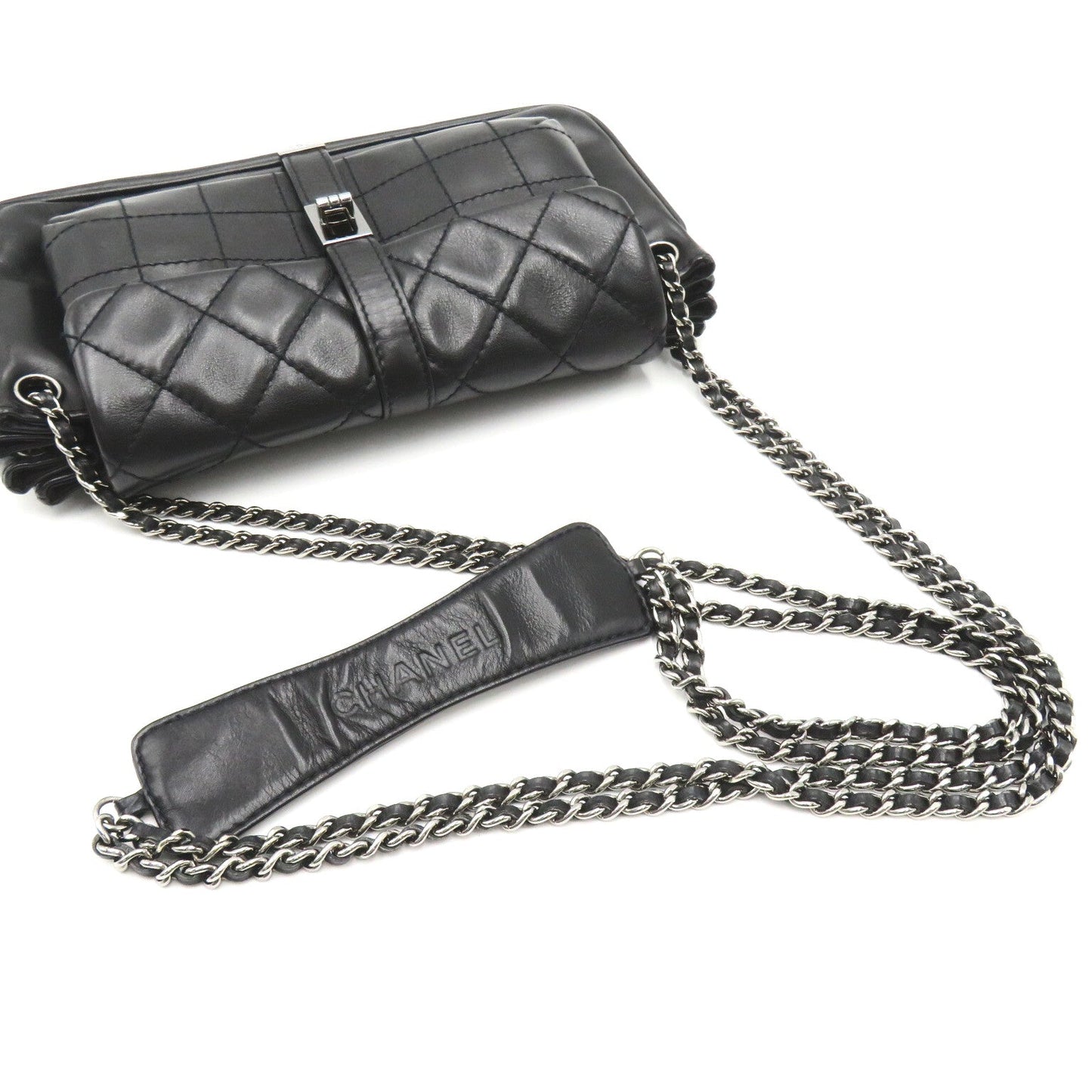Chanel Chain Shoulder Bag Leather Black