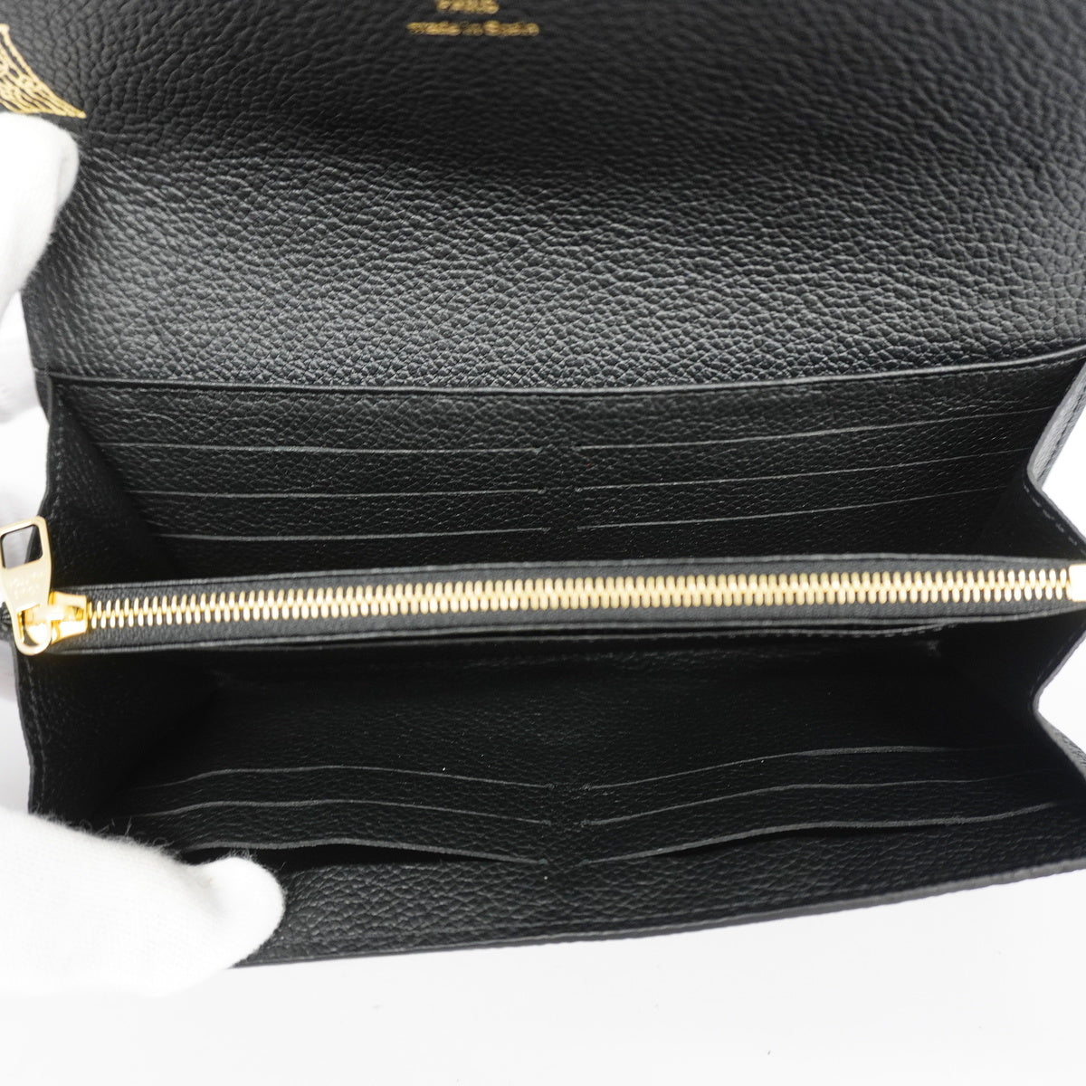 Louis Vuitton Bifold Long Wallet Monogram Implant Portefeuille Sarah Black