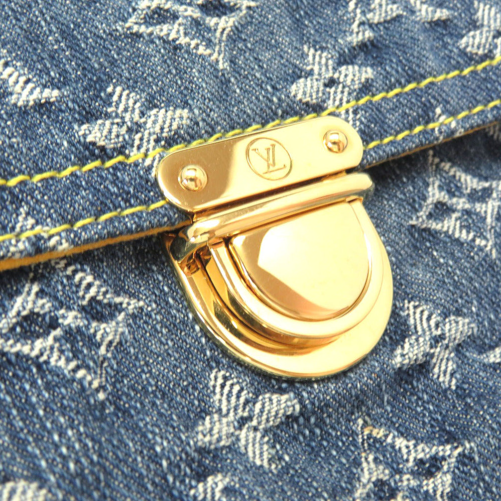 Louis Vuitton Monogram Denim Pochette Plat Clutch Bag Blue
