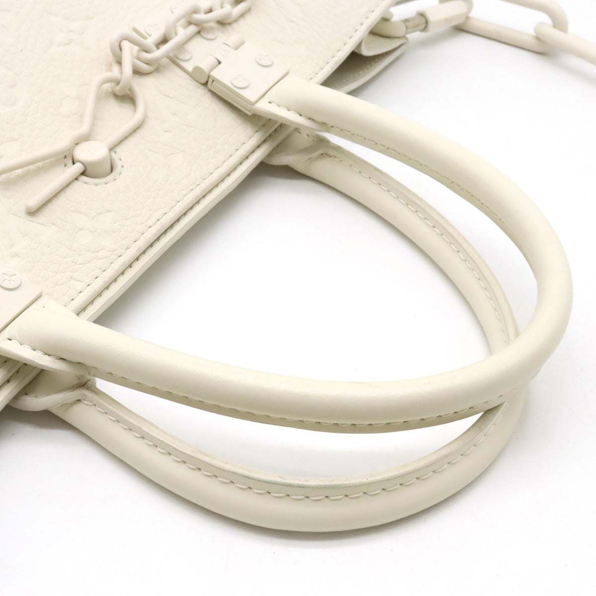 Louis Vuitton Monogram Sac Plat Empreinte Leather Tote White