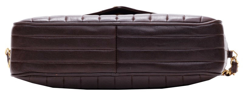 Chanel Mademoiselle Chain Shoulder Bag Lambskin Brown Gold Hardware