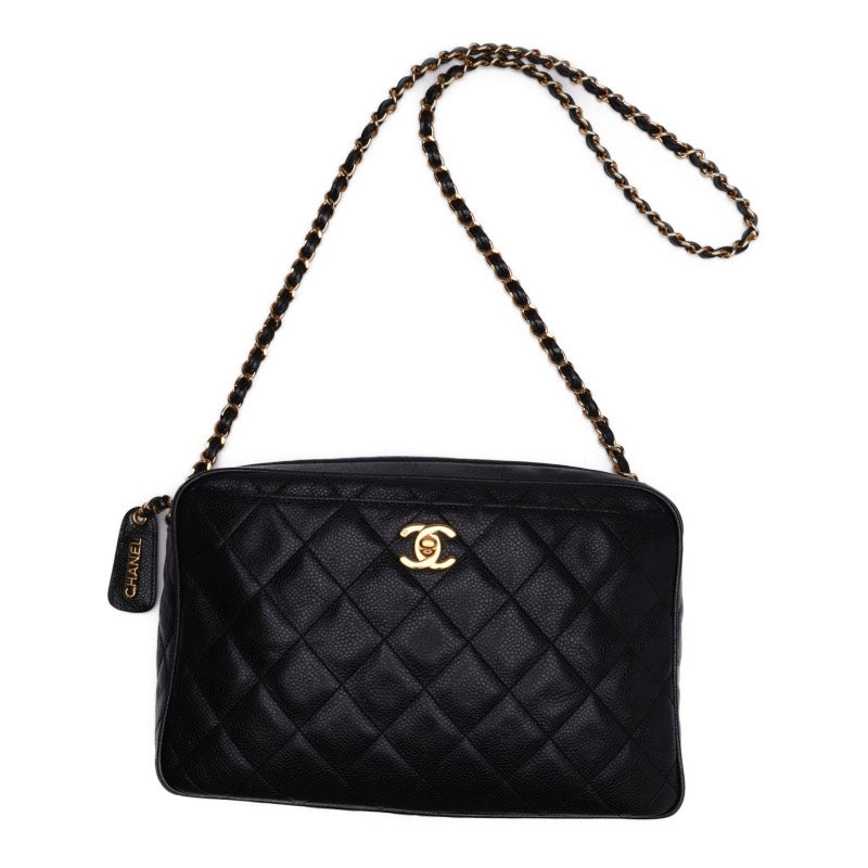 Chanel Matelasse Chain Gold Hardware Shoulder Bag Black