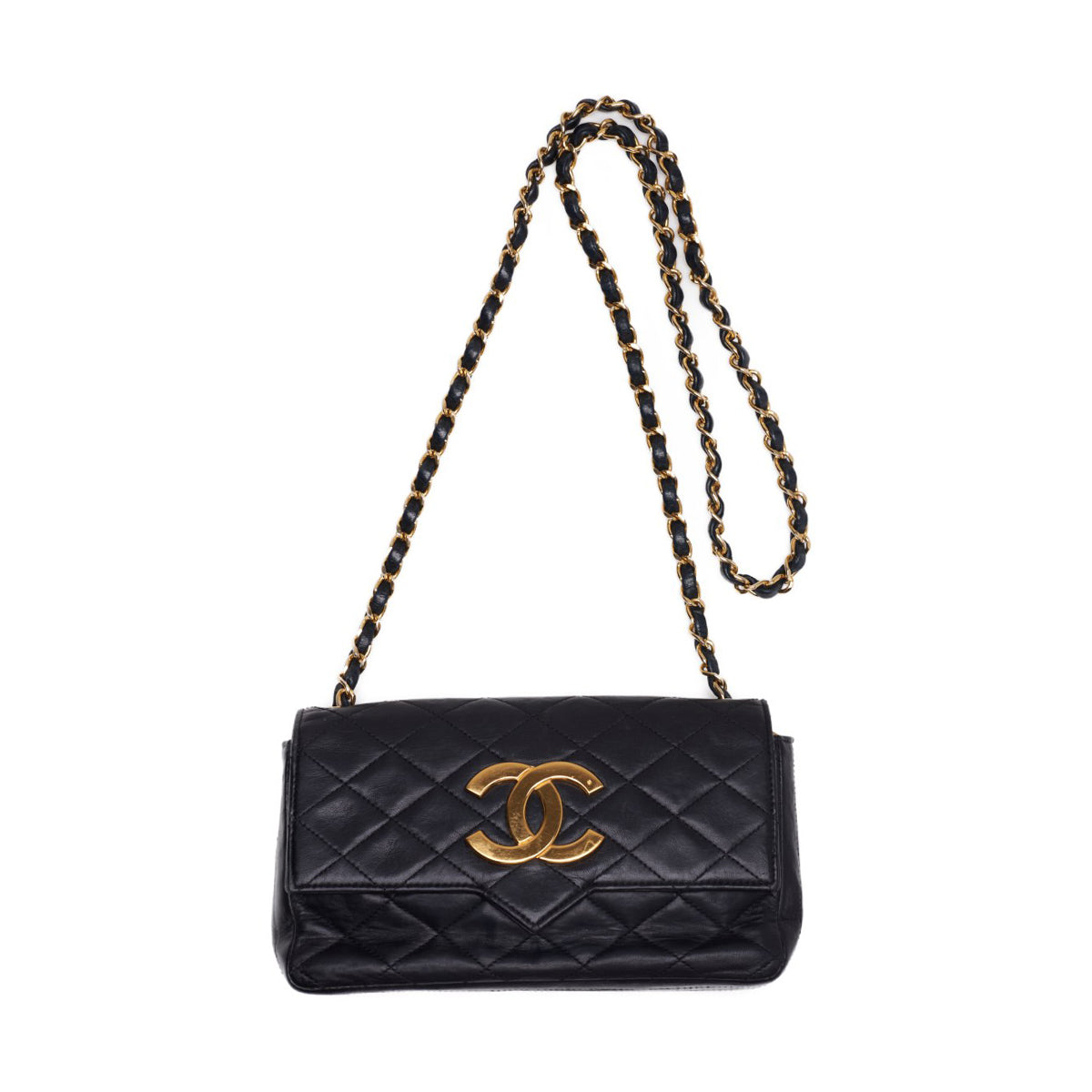 Chanel Matelasse Chain Lambskin Shoulder Bag Black