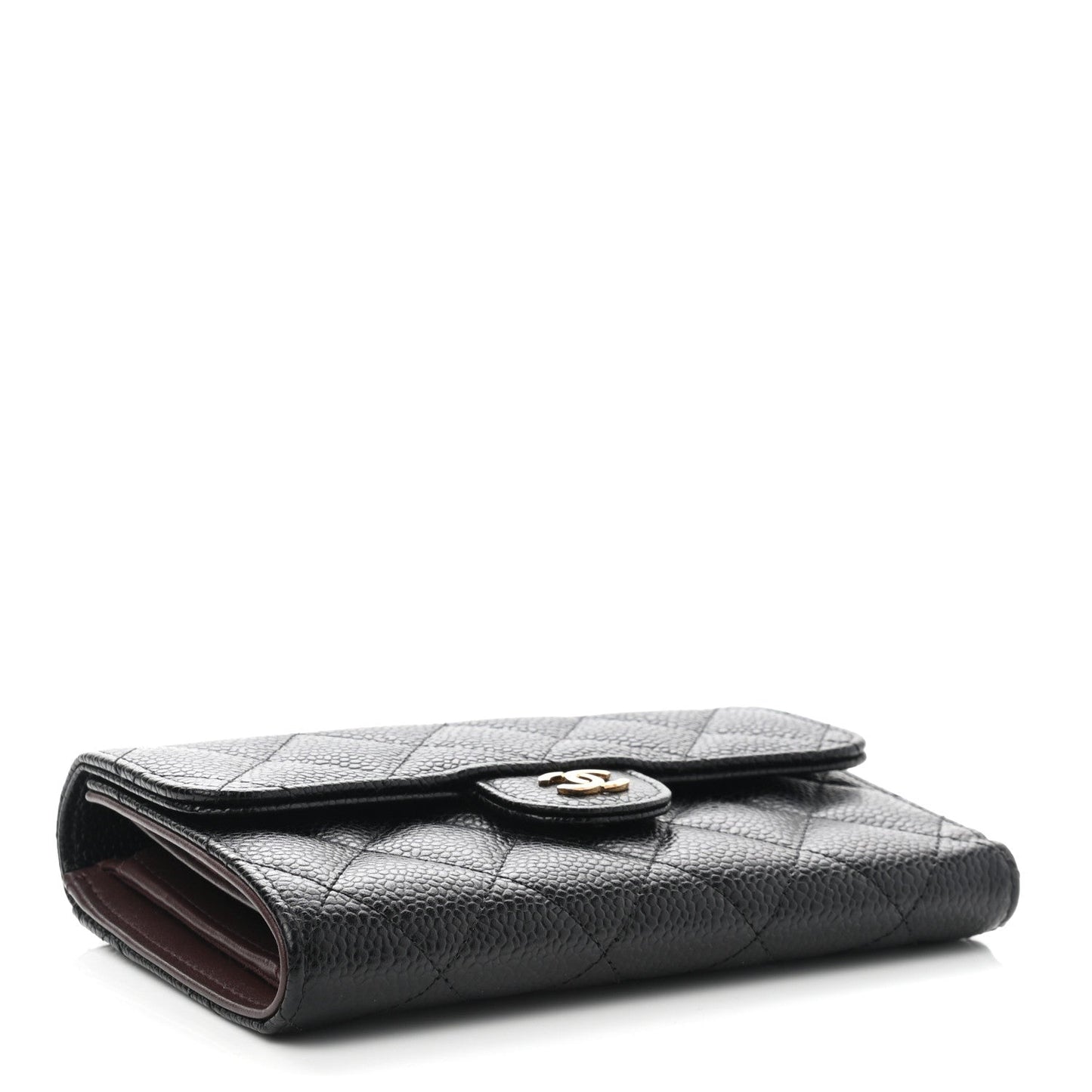 Caviar Quilted Medium Flap Wallet Black