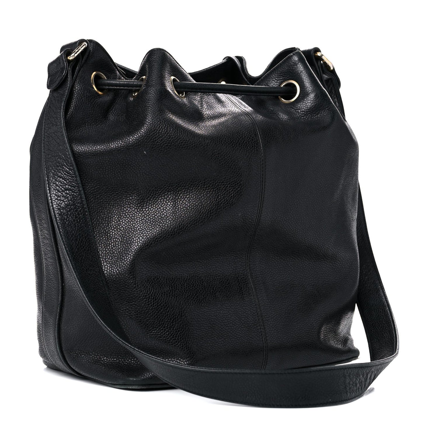 Chanel Caviar Drawstring Shoulder Bag Black
