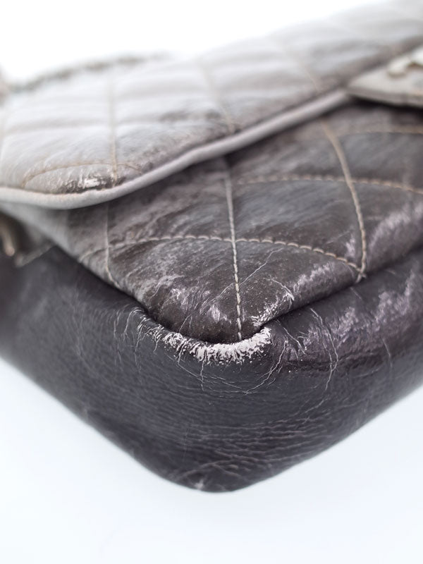 Chanel Black Gray Leather Matelasse Gradient Chain Shoulder Bag