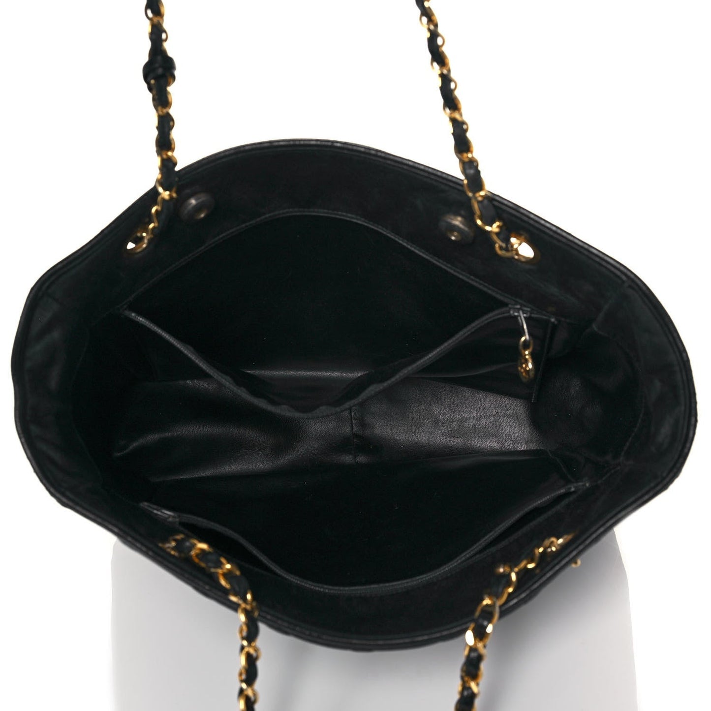 Lambskin Quilted Shopping Tote Black