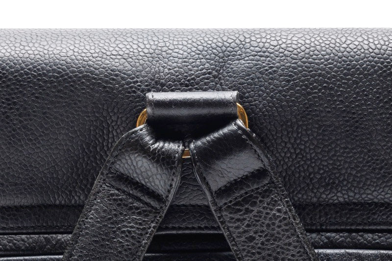 Chanel Turnlock Charm Double Chain Backpack Caviar Skin Black