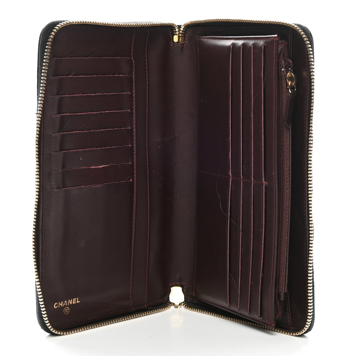 Caviar Quilted Large Zip Around Organizer Wallet Black