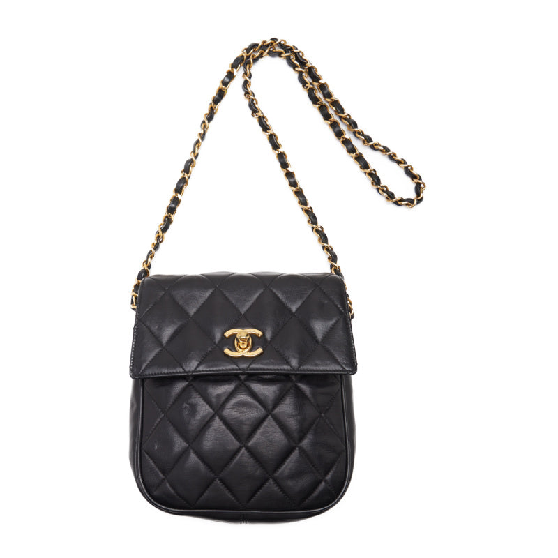 Chanel Mini Matelasse Chain Shoulder Bag Lambskin Black