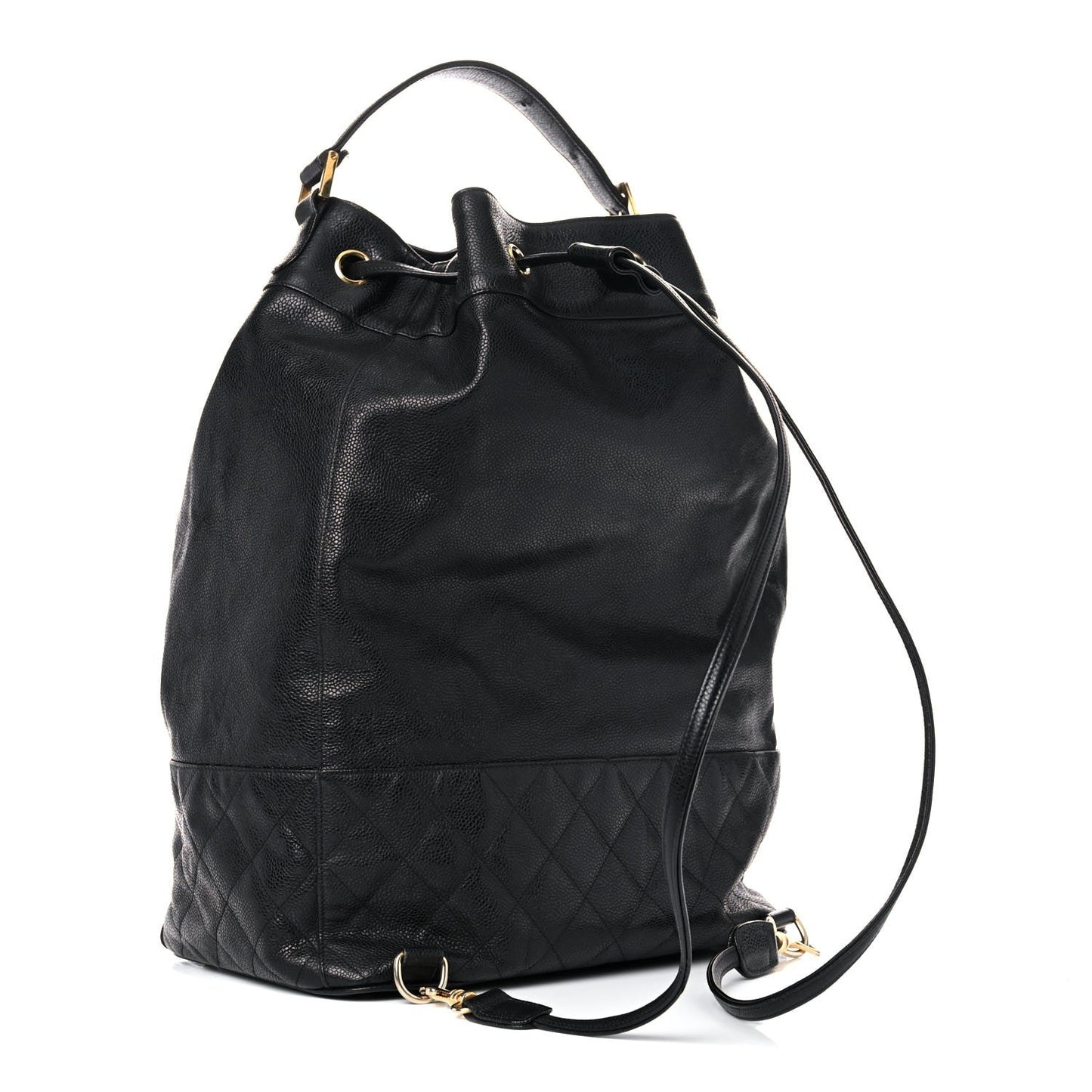 Chanel Caviar Quilted Drawstring Bucket Bag Black