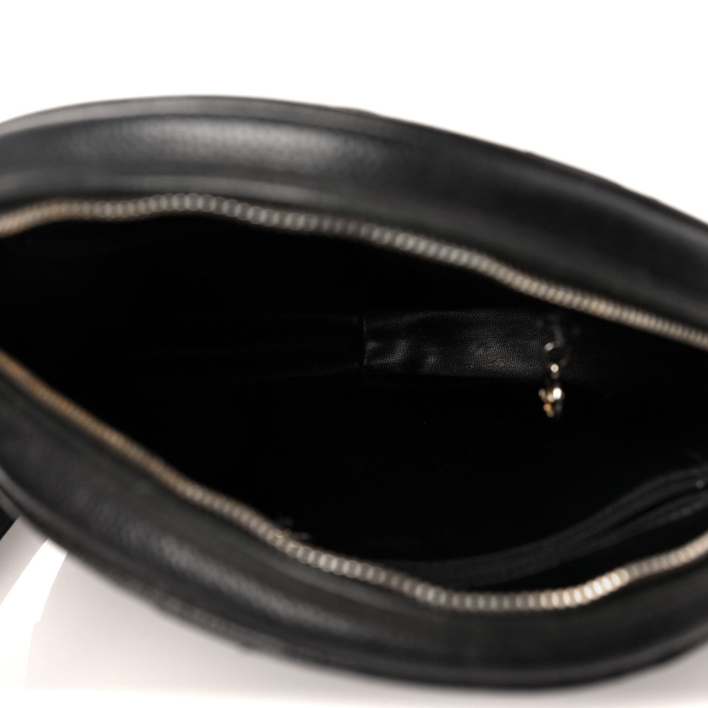 Caviar Quilted Round Shoulder Bag Black