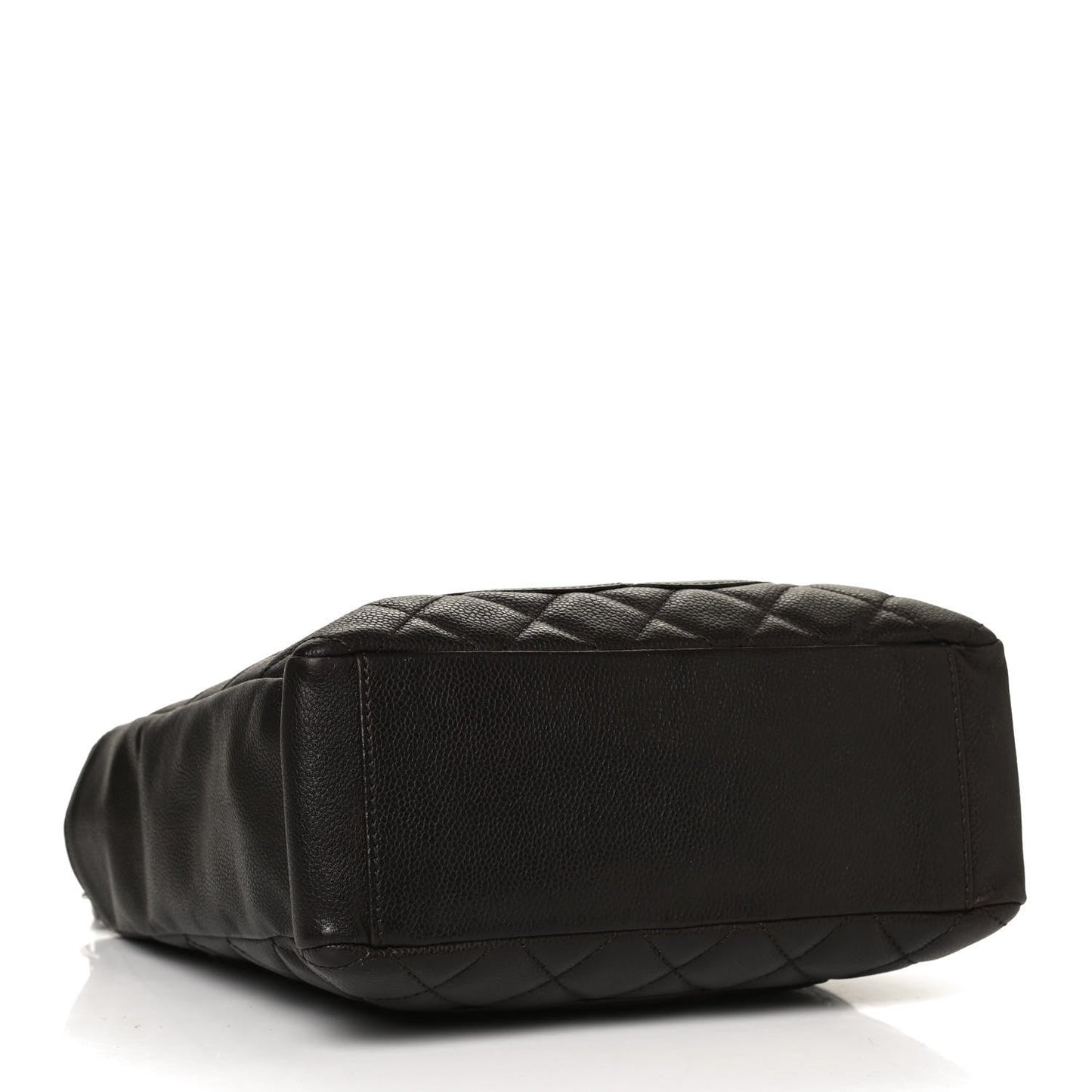 Caviar Quilted Petit Shopping Tote PST Dark Brown