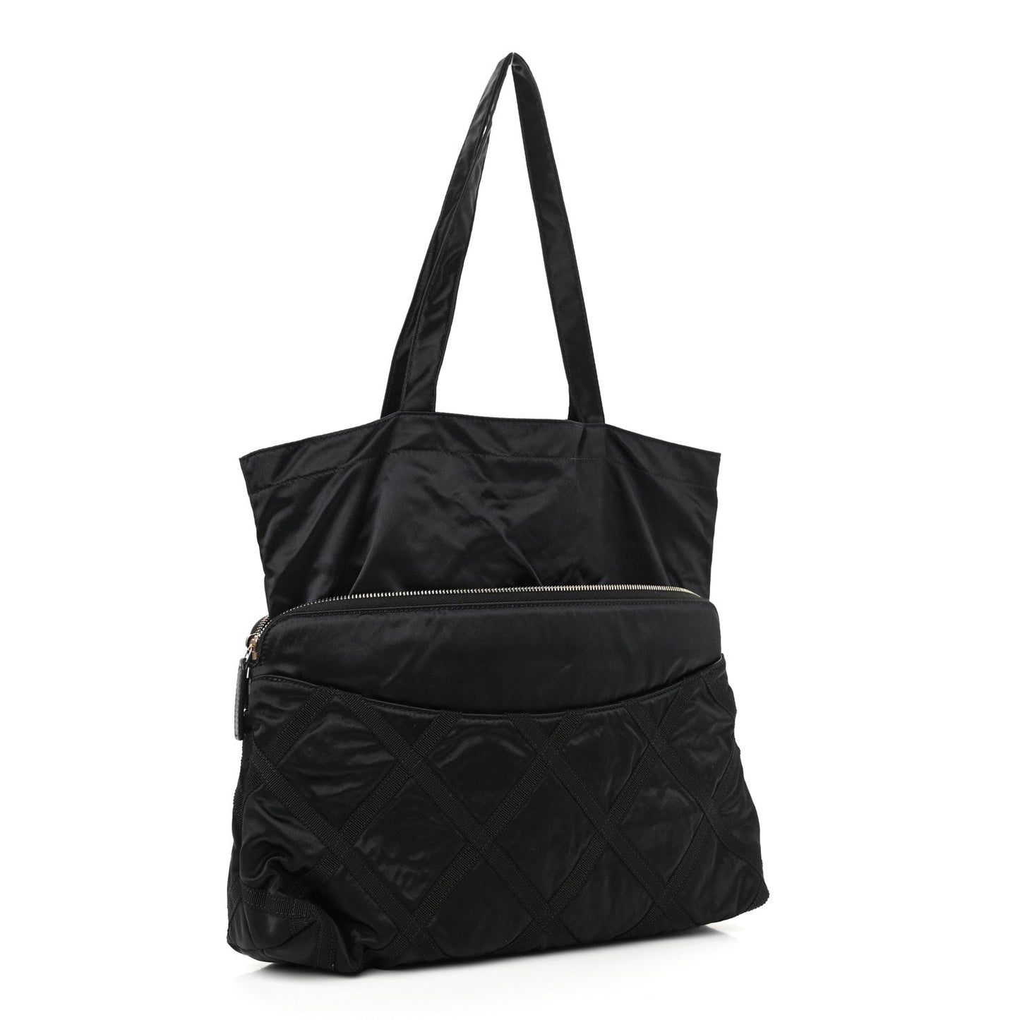 Nylon Grosgrain Large Lifestyle Pouch With Foldable Tote Black