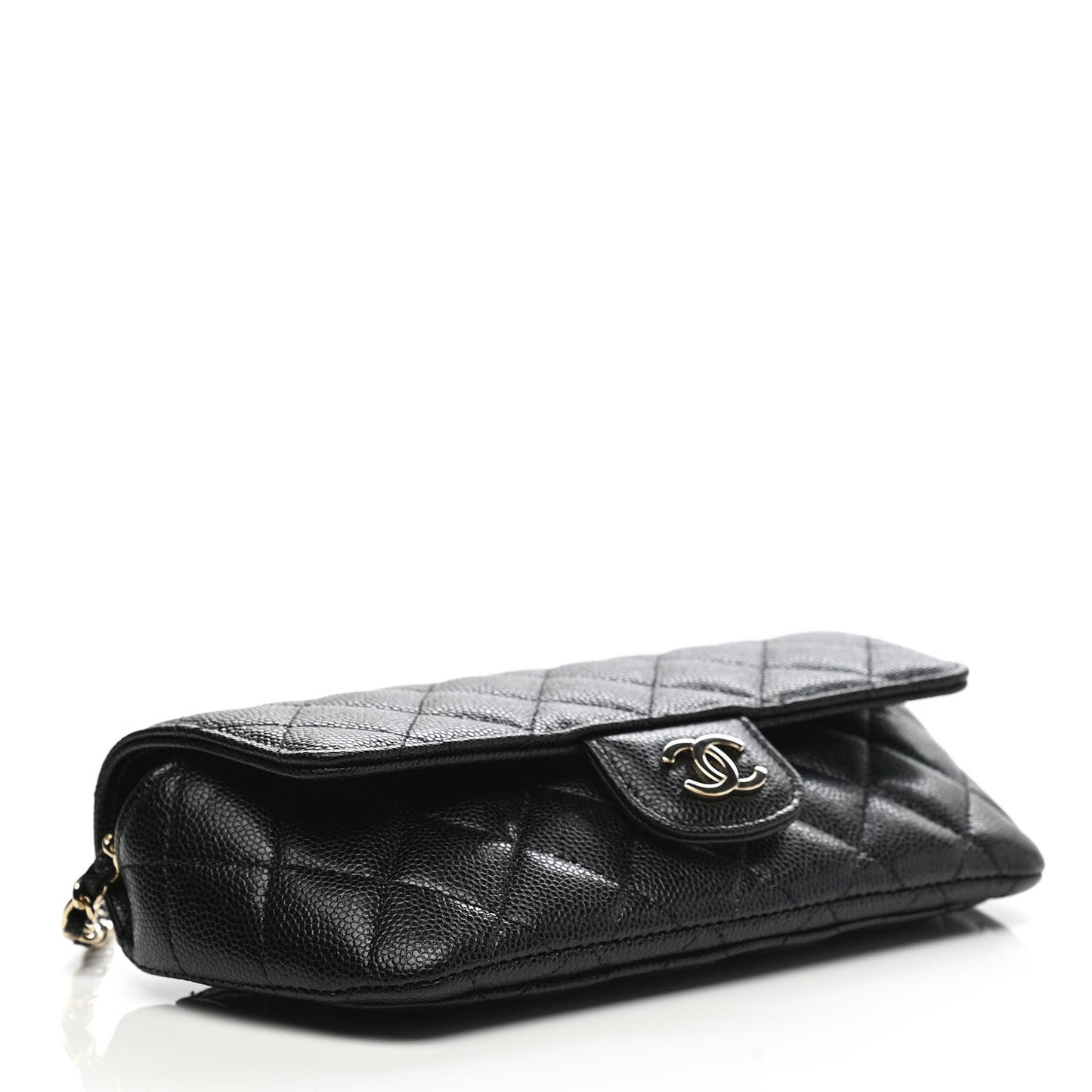 Caviar Quilted Glasses Case With Chain Black