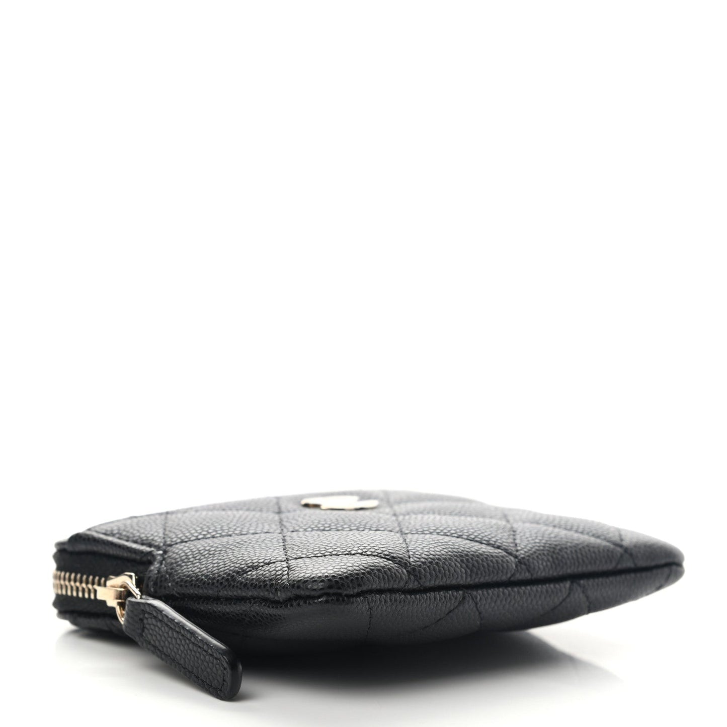Caviar Quilted Zip Card Holder Wallet Black