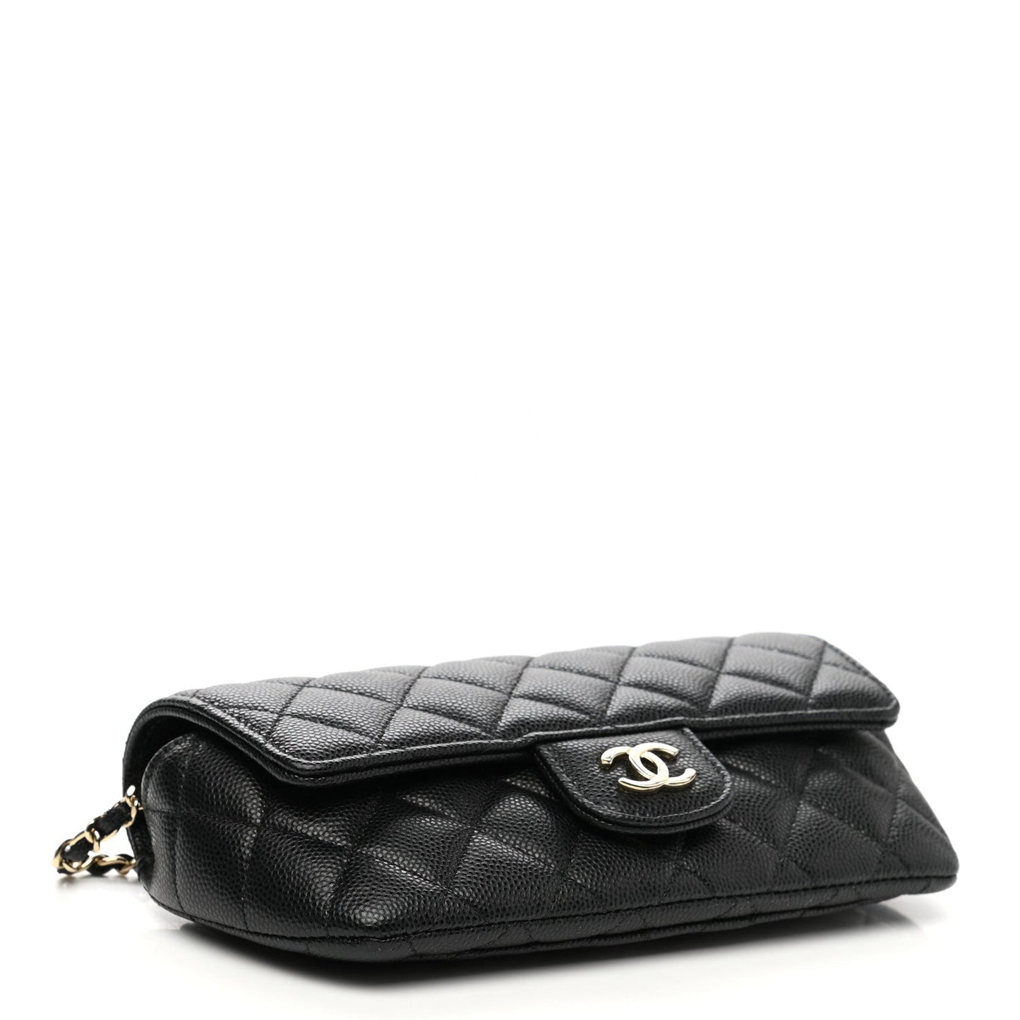 Caviar Quilted Glasses Case With Chain Black
