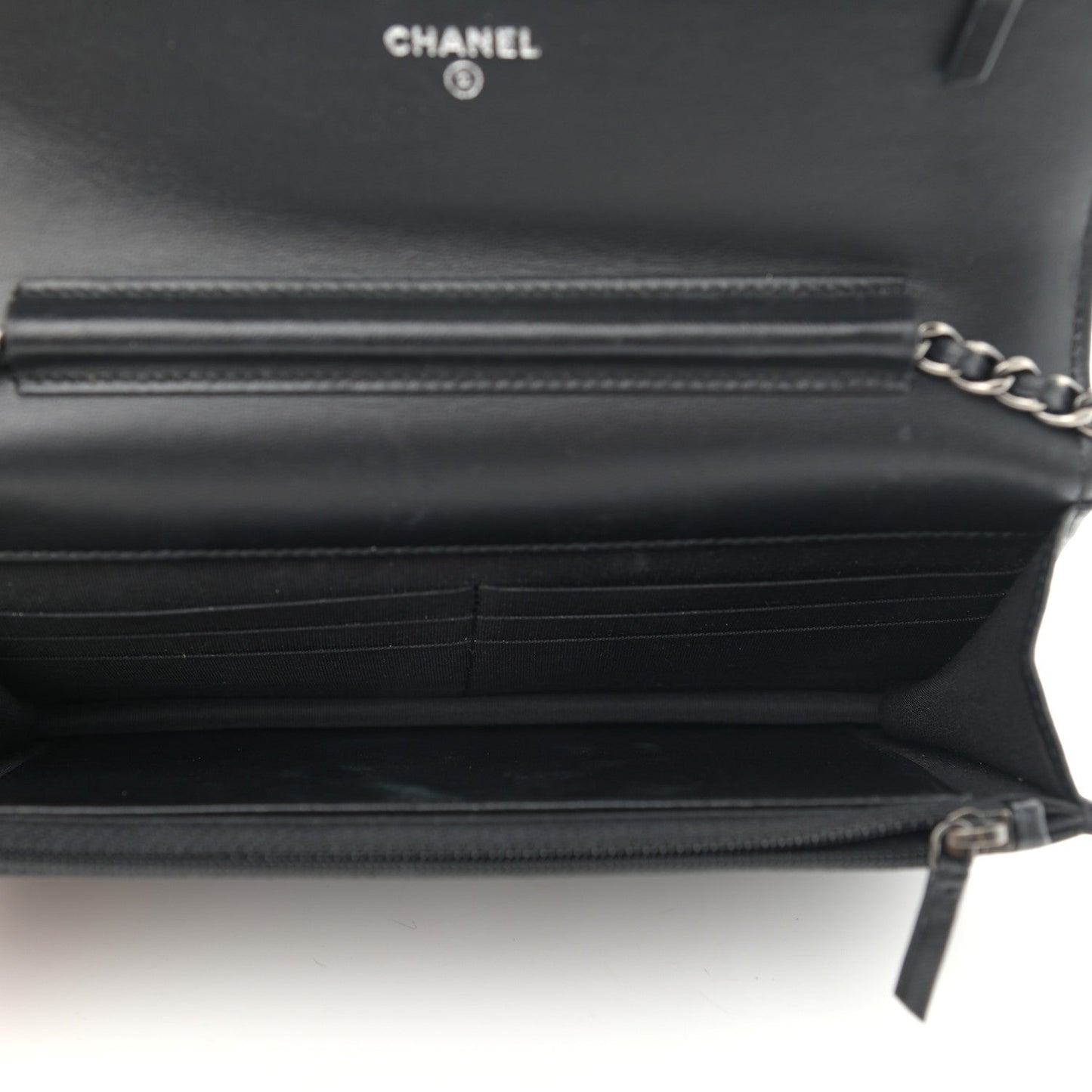 Chanel Lambskin Quilted Boy Wallet On Chain WOC Black