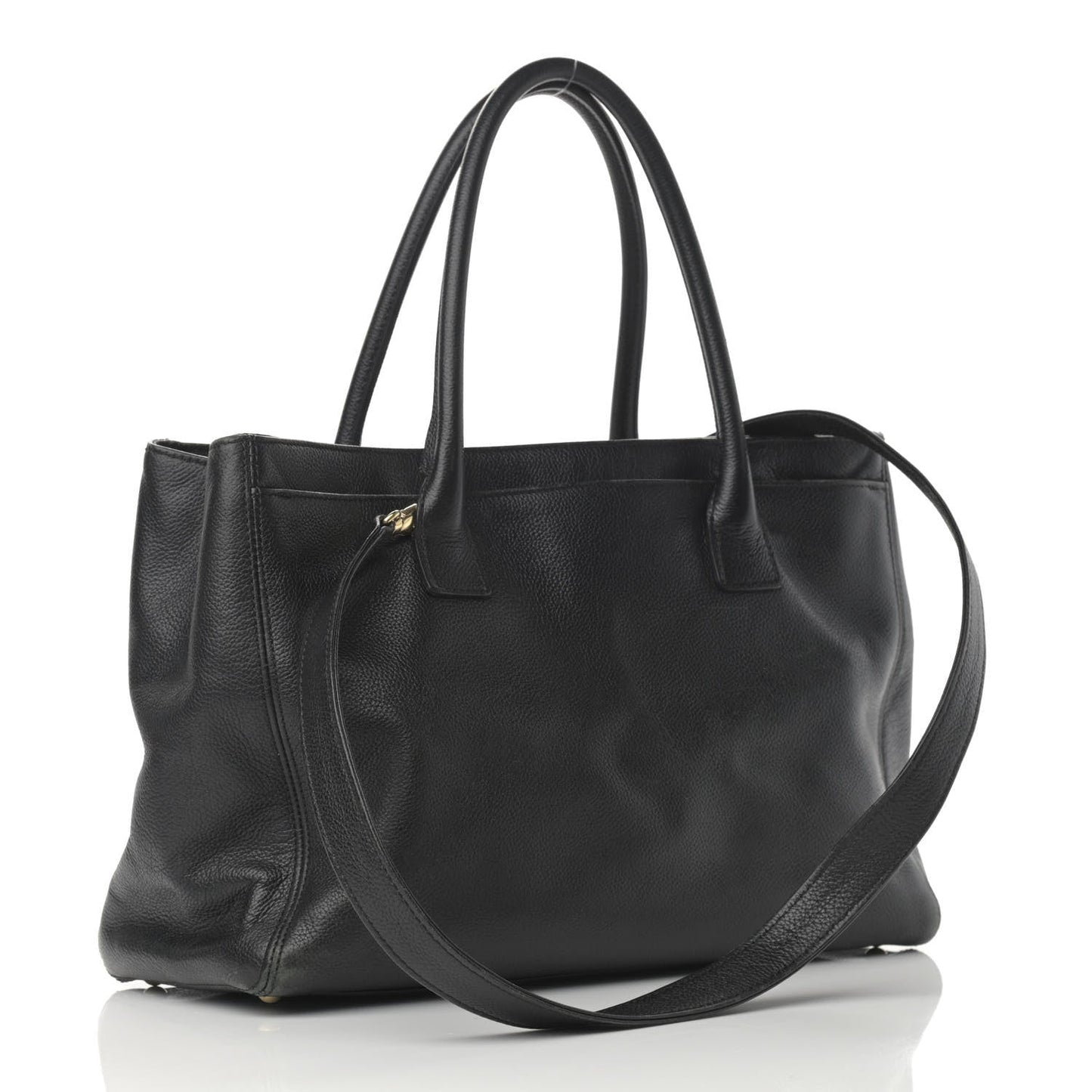 Calfskin Cerf Executive Shopper Tote Black