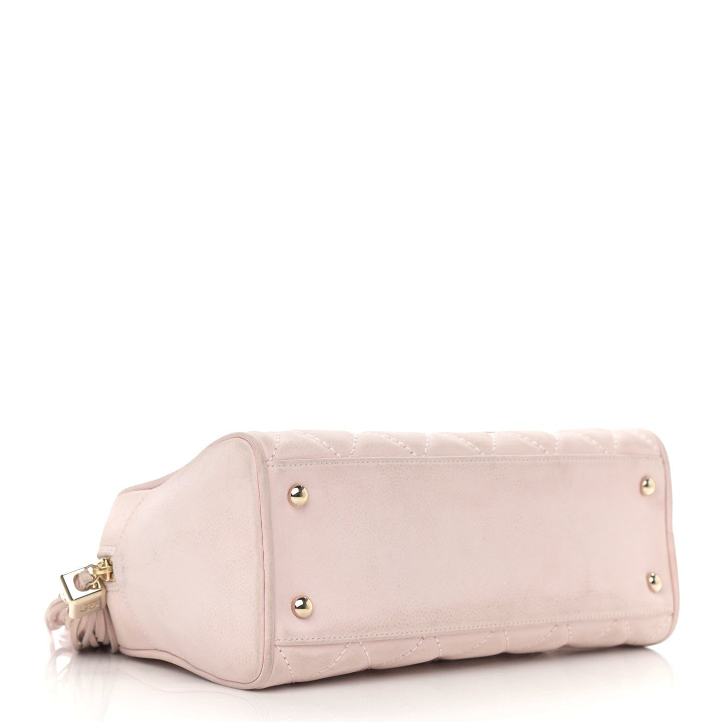 Caviar Quilted Small Bowler Tassel Pink