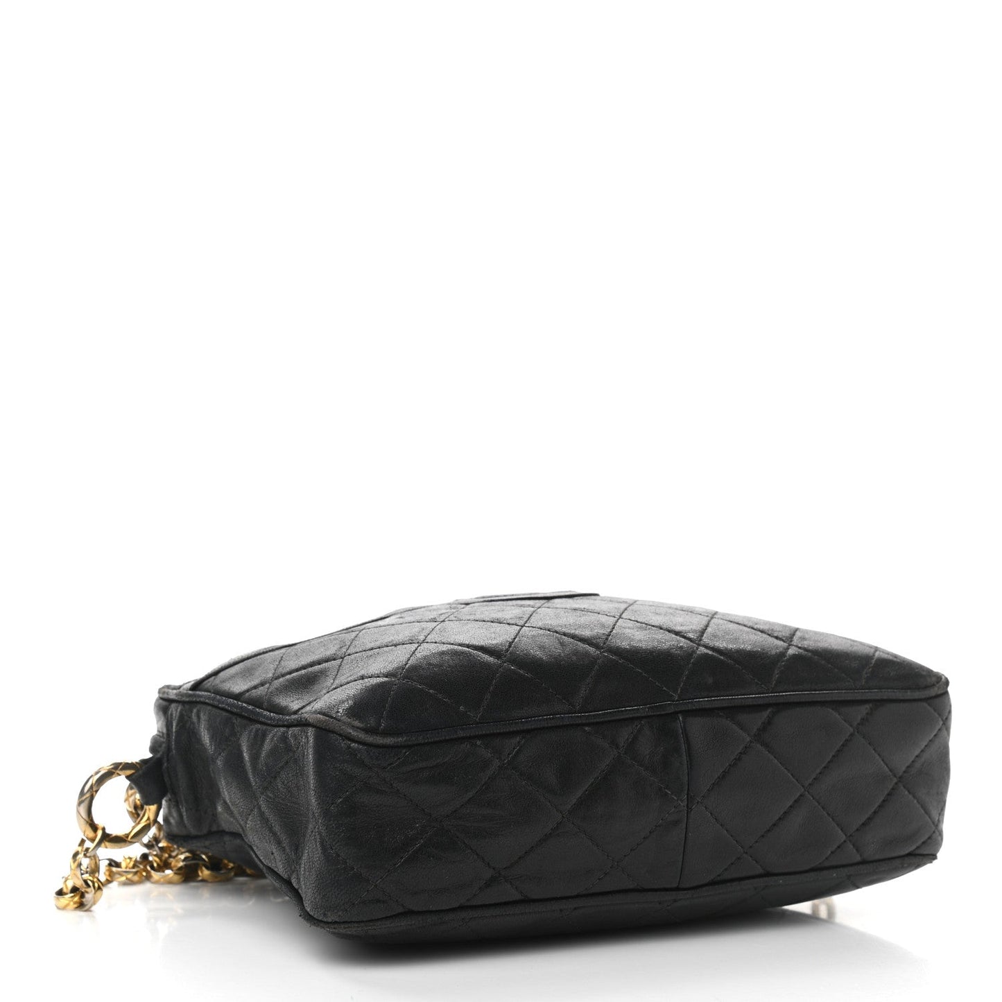 Lambskin Quilted CC Tassel Camera Case Black