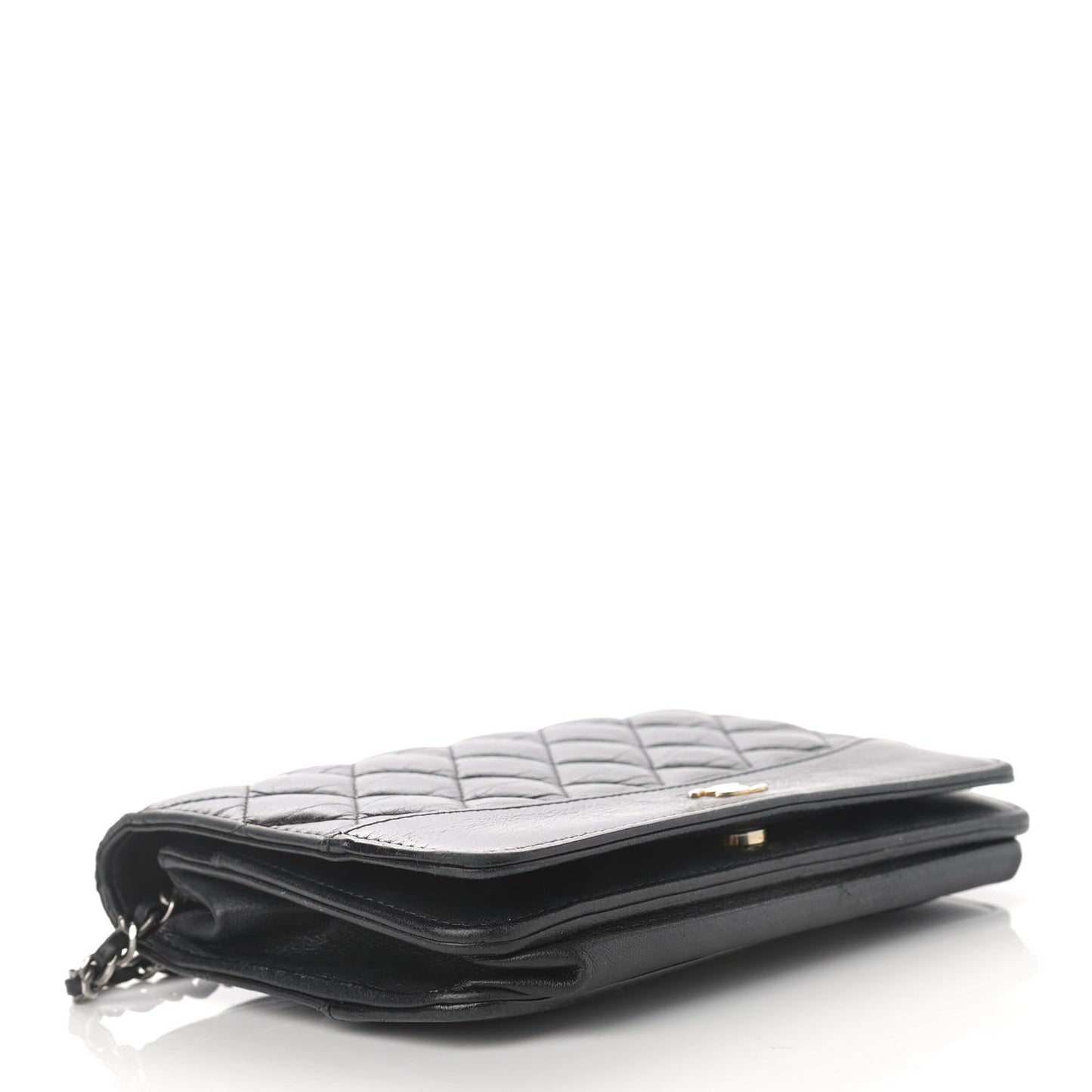 Aged Calfskin Quilted Gabrielle Wallet On Chain WOC Black