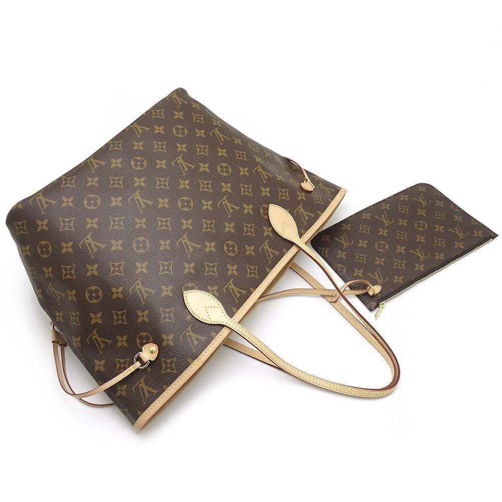 Louis Vuitton Monogram Neverfull MM Brown Beige Tote Bag