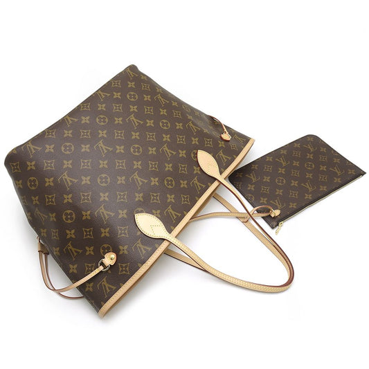 Louis Vuitton Monogram Neverfull MM Brown Beige Tote Bag