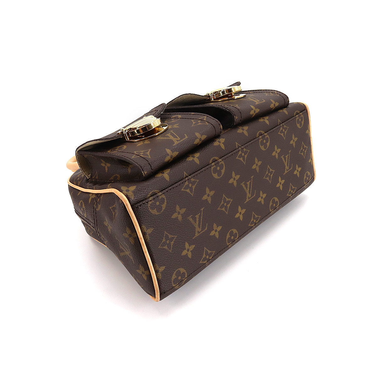 Louis Vuitton Monogram Manhattan PM Hand Bag Brown Gold Hardware