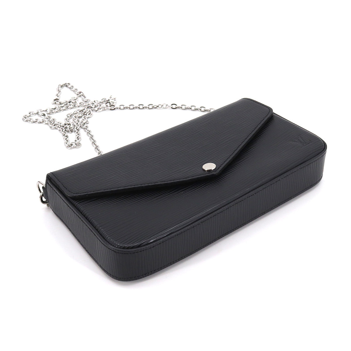 Louis Vuitton Epi Pochette Felicie Chain Wallet Leather Noir Black