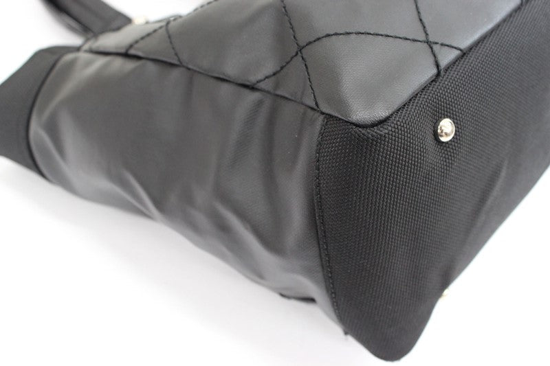 Chanel Paris Biarritz MM Handbag Shoulder Bag Black Cocomark
