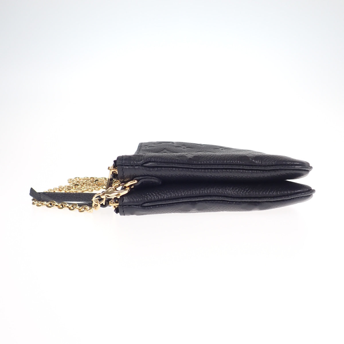 Louis Vuitton Pochette Double Zip Shoulder Bag Emplant Black Gold Hardware
