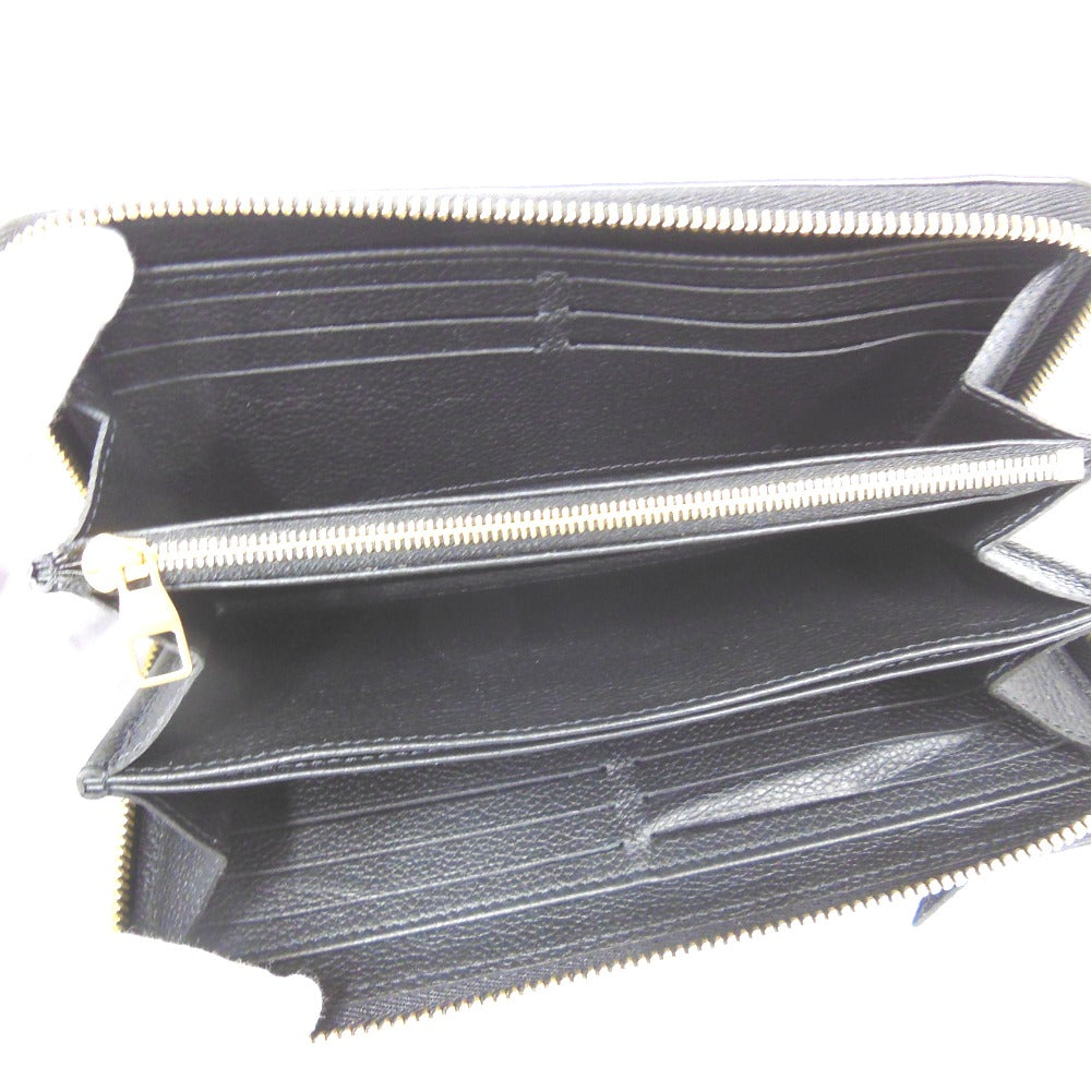 Louis Vuitton Round Zipper Long Wallet  Monogram Implant Black
