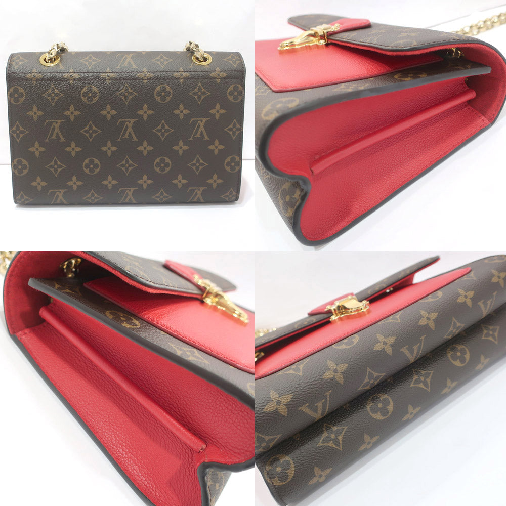 Louis Vuitton Vavin Chain Shoulder Bag Monogram Canvas Leather Red