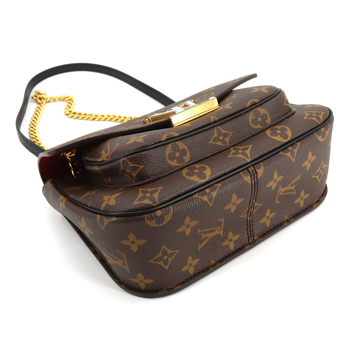 Louis Vuitton Monogram Passy Chain Shoulder Bag Brown Black