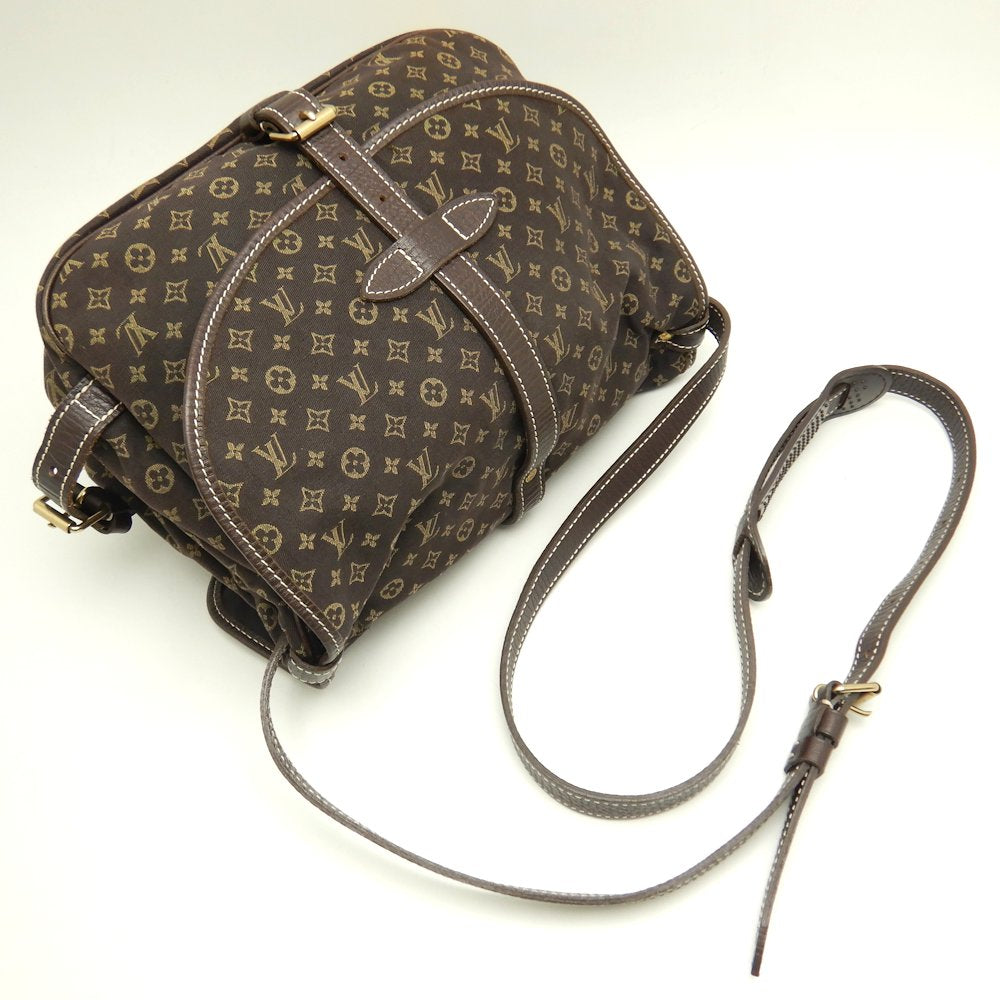 Louis Vuitton Monogram Mini Run Saumur Ebene Shoulder Bag Brown