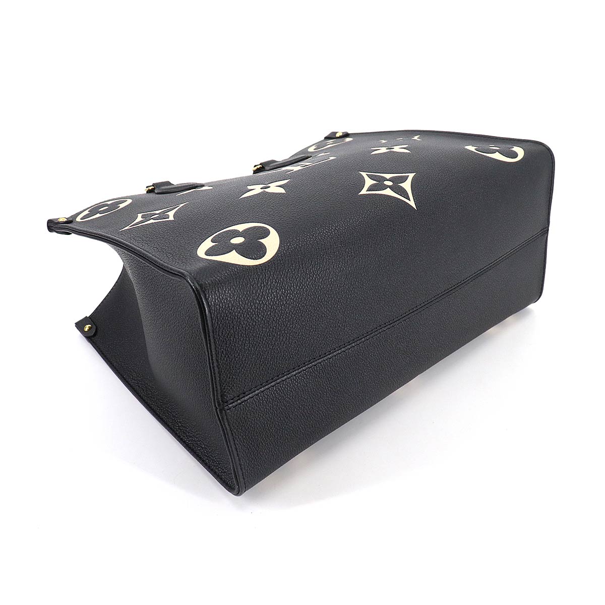 Louis Vuitton Monogram Implant On The Go MM 2 Way Tote Shoulder Bag Black Beige