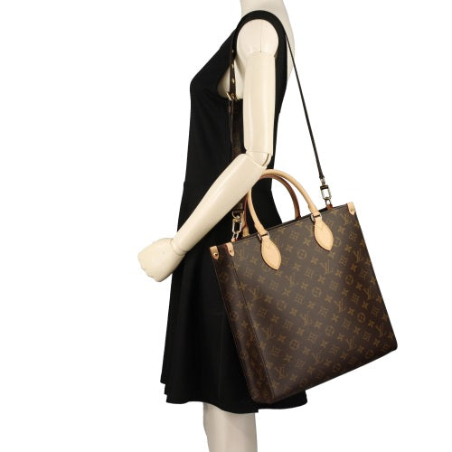 Louis Vuitton Monogram Sac Plat PM Tote Bag Brown