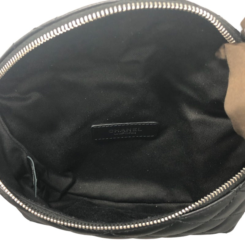 Chanel Body Bag Hardware Lambskin Black Silver